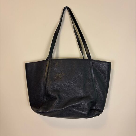 Michael Kors Black Leather Large Shoulder Tote Bag Purse - Picture 2 of 9